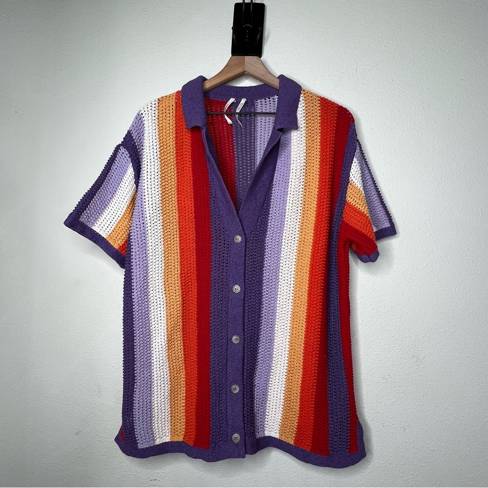 NEW Anthropologie Knit Surf Shirt, Purple Multi, size XS - Picture 3 of 5